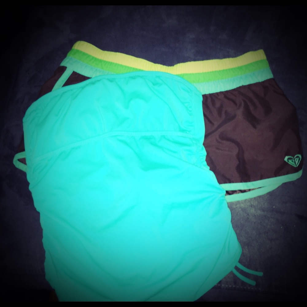 Hurley swim top and Roxy swim shorts